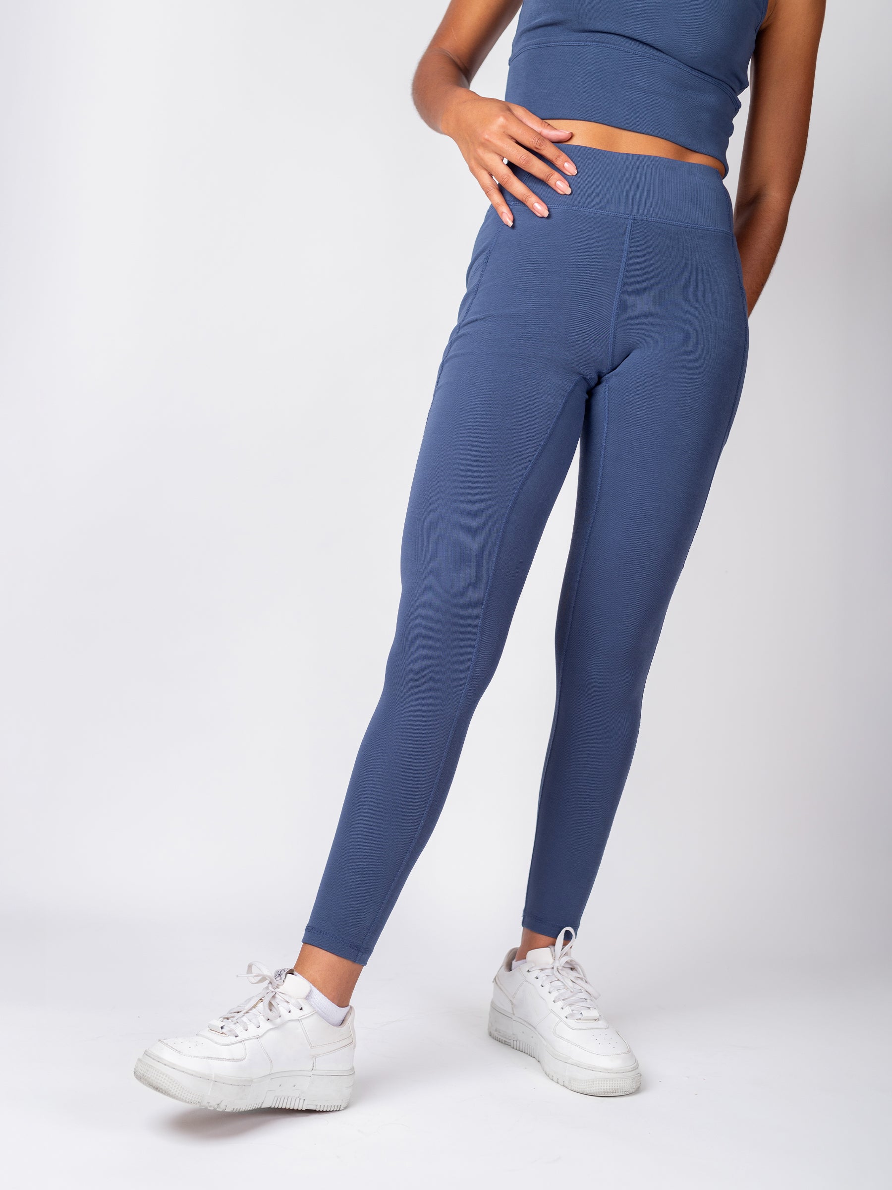 PlantTec Plant Based Performance Leggings Ribbed Blue