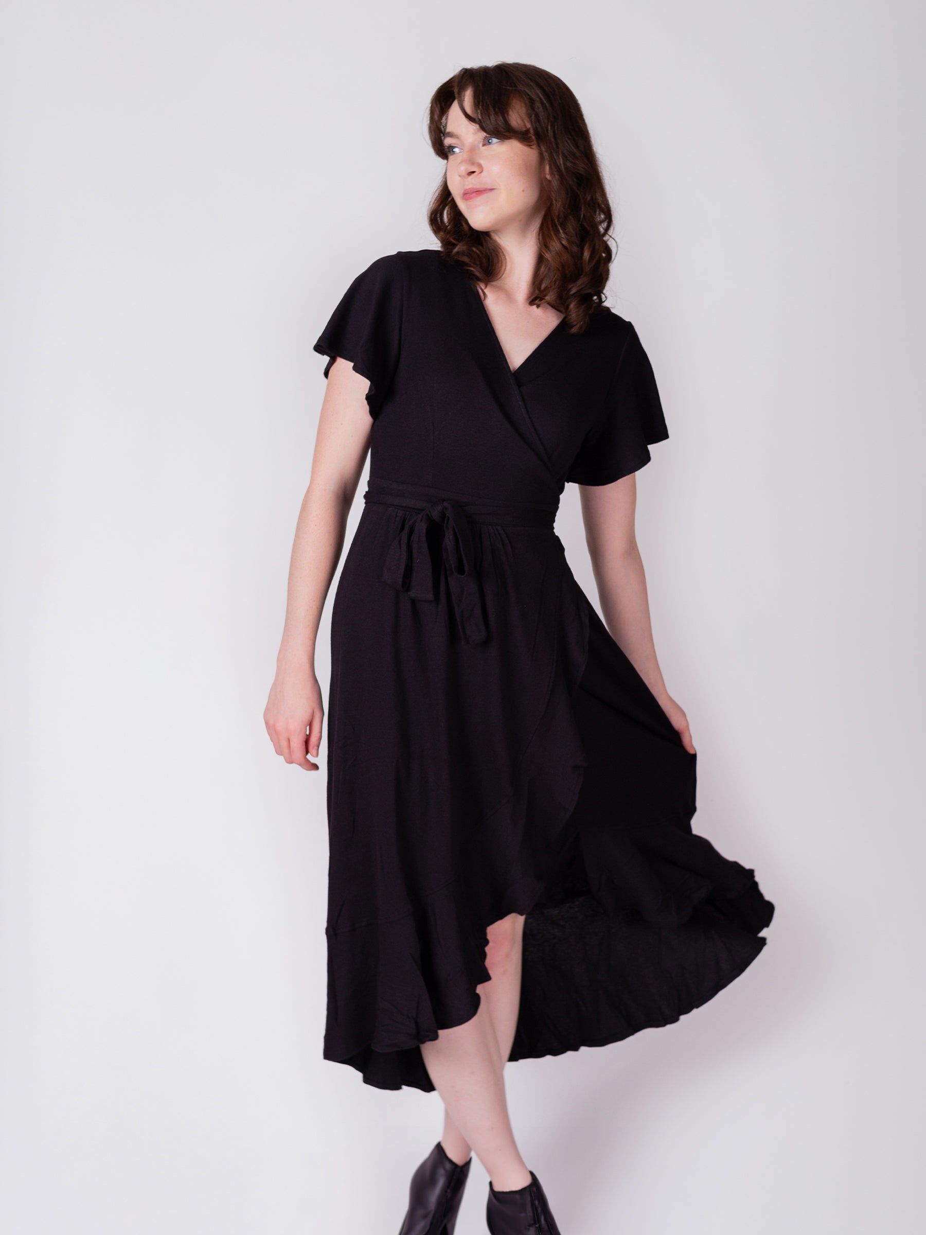 Women's Organic Cotton Ruffle Wrap Dress | Eclipse