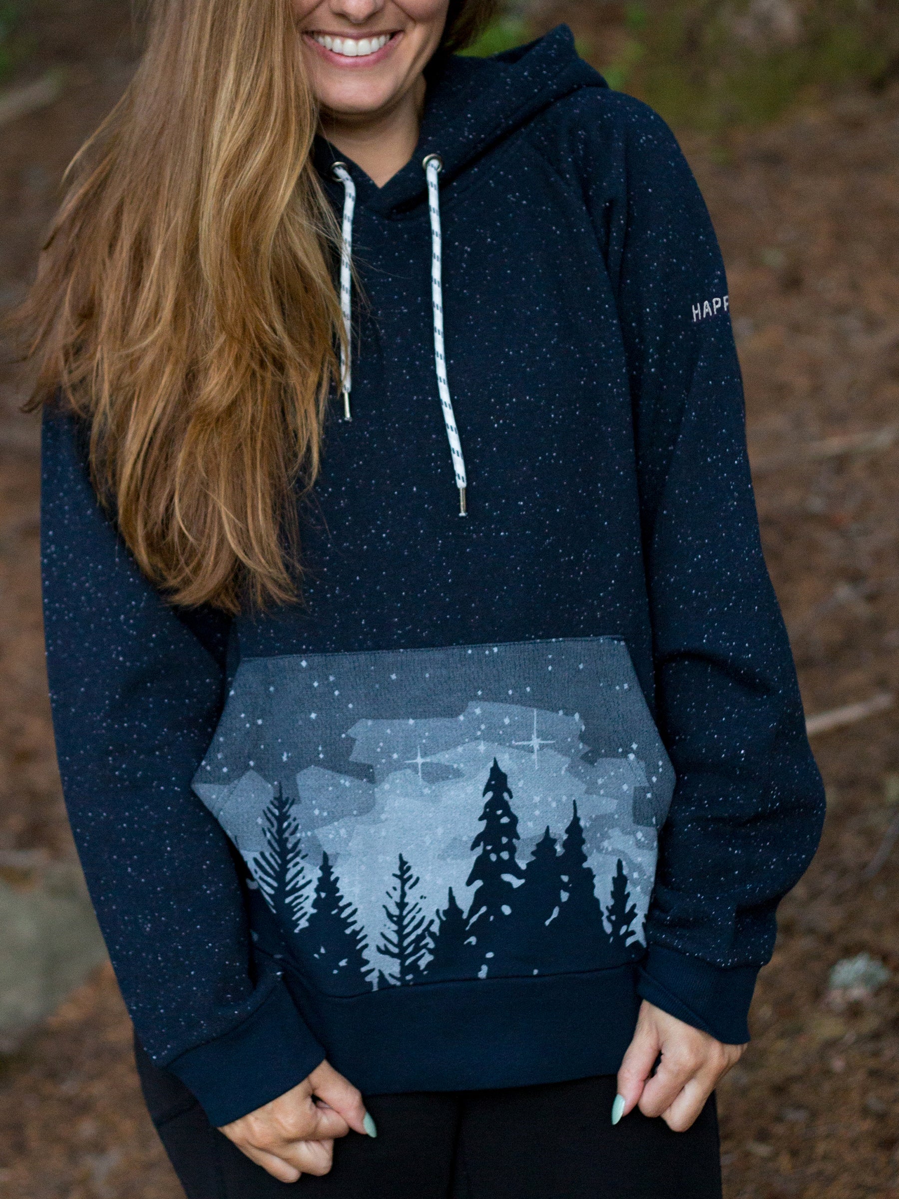 All gender Starlit Night Organic Fleece Hoodie Sweatshirt Navy