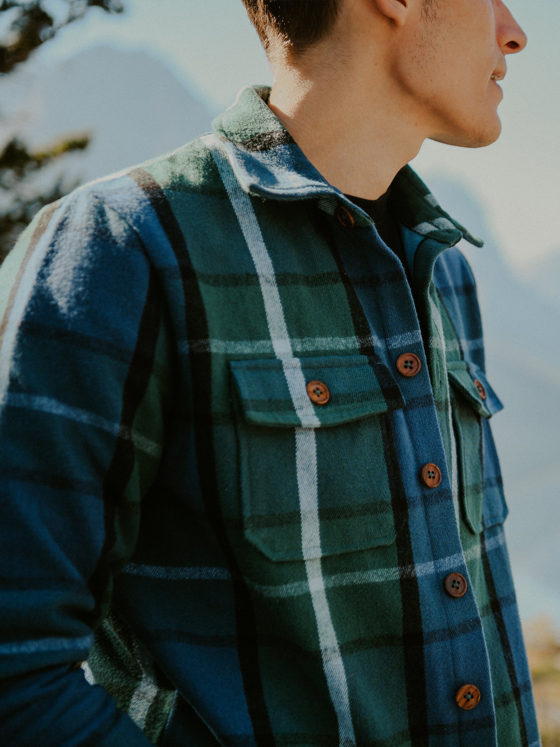 Blue green plaid clearance jacket