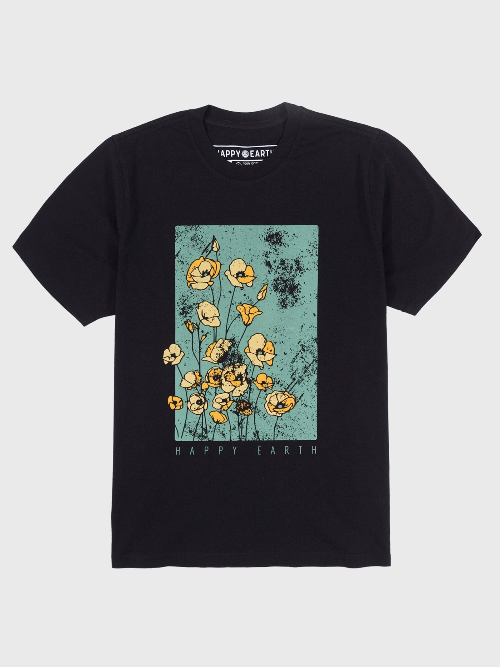 Unisex California Poppies Organic Cotton T-Shirt - Black