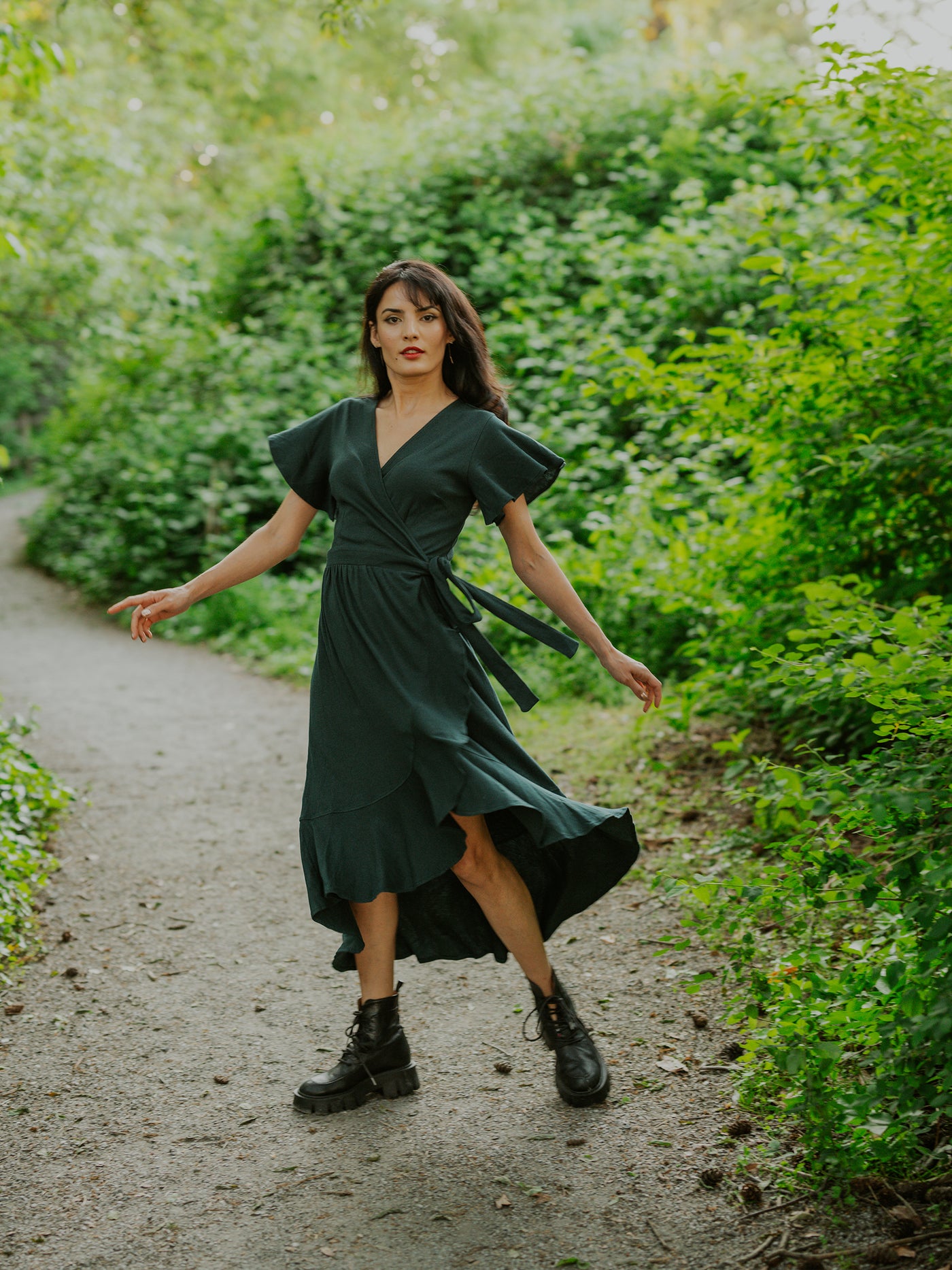 Women's Organic Cotton Ruffle Wrap Dress | Happy Earth