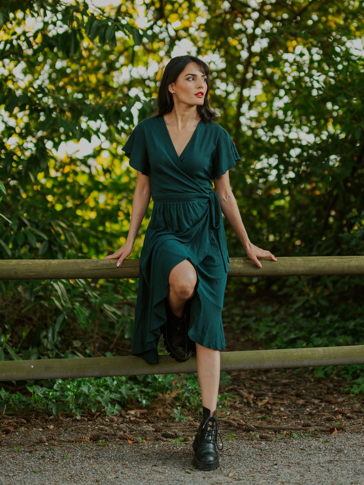 Women's Organic Cotton Ruffle Wrap Dress | Happy Earth