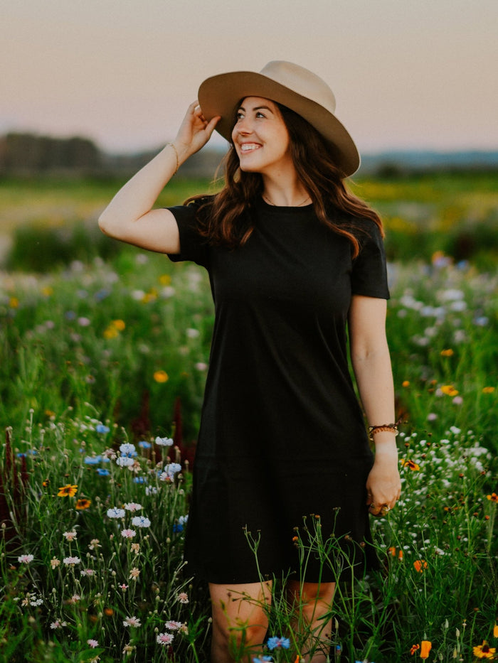 Women's Organic Cotton T-Shirt Dress - Black